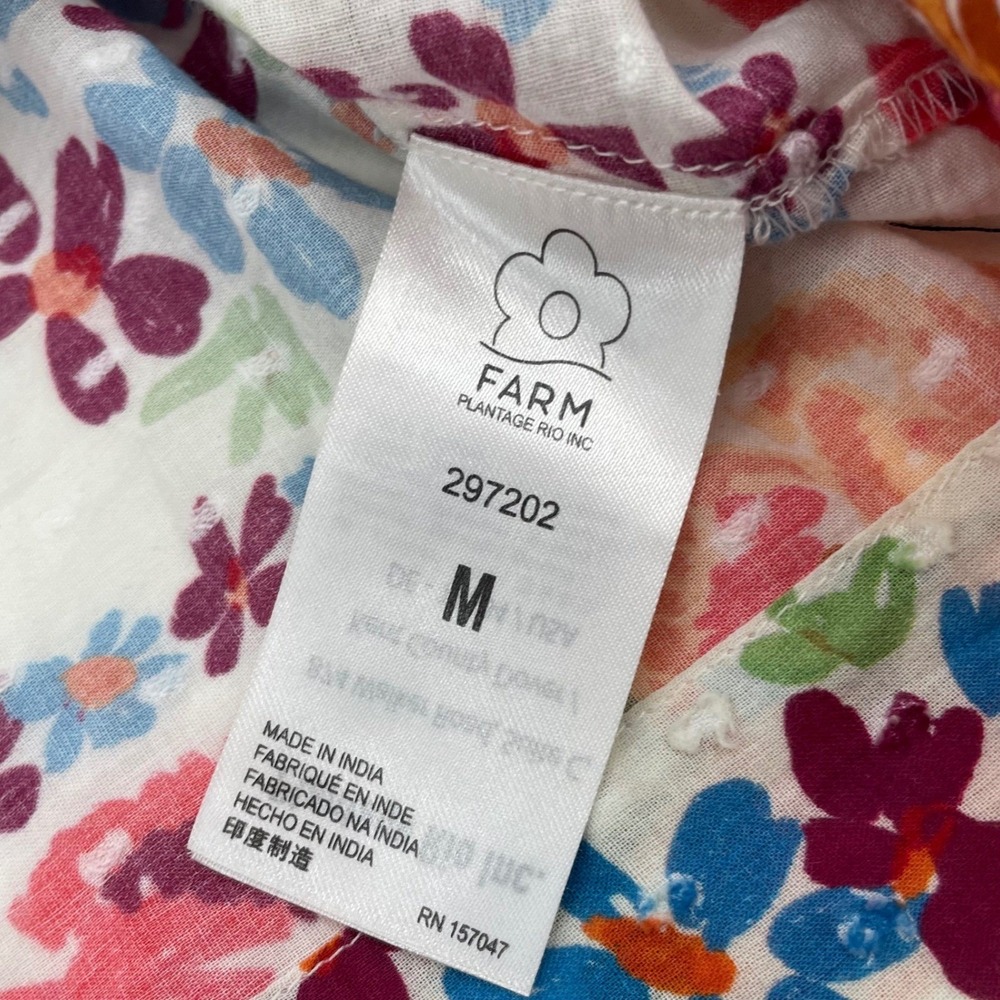 FARM Rio Multicolor Floral Puff-Sleeve Peasant Blouse with Banana Design - Picture 9 of 14
